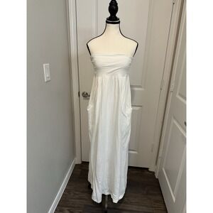 Velvet by Graham & Spencer White Strapless Maxi Dress Small Made in USA‎ Pockets